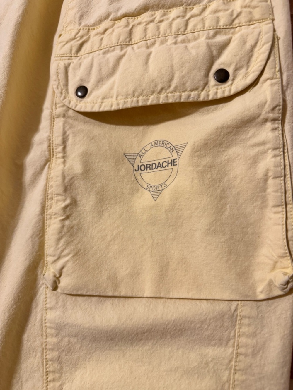 Vintage 90s Jordache Butter Yellow Utility Field Pants - High Waist Cotton Twill - Picture 2 of 9
